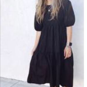 Black tiered poplin dress